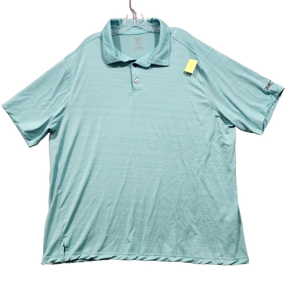 Reebok Shirt Mens 3XL XXX Turquoise Blue Solid Polo Speedwick Short Sleeve